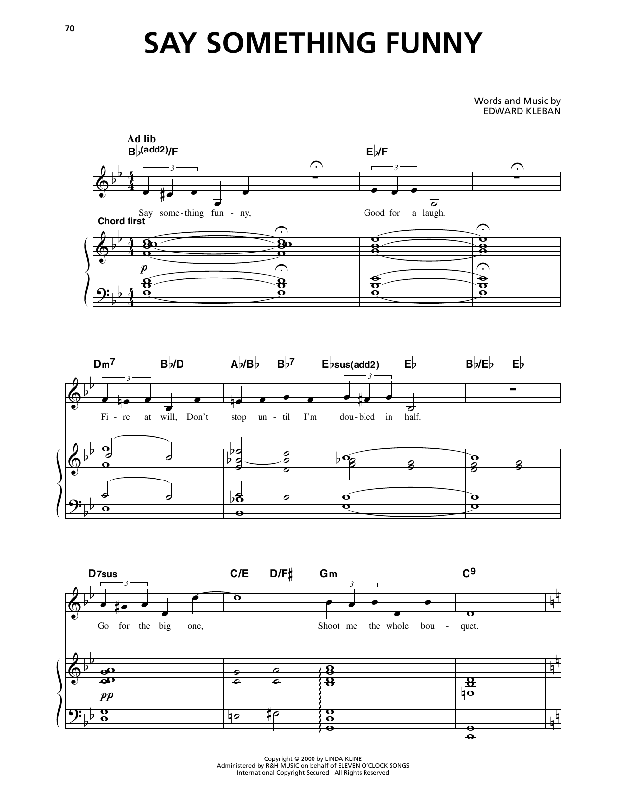Edward Kleban Say Something Funny (from A Class Act) Sheet Music Notes & Chords for Piano & Vocal - Download or Print PDF Edward Kleban Say Something Funny (from A Class Act) Sheet Music & Chords for Piano & Vocal - Download or Print PDF