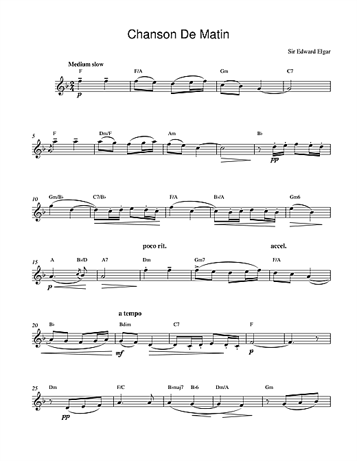 Download Edward Elgar Chanson De Matin Opus 15, No. 2 sheet music and printable PDF score & Classical music notes