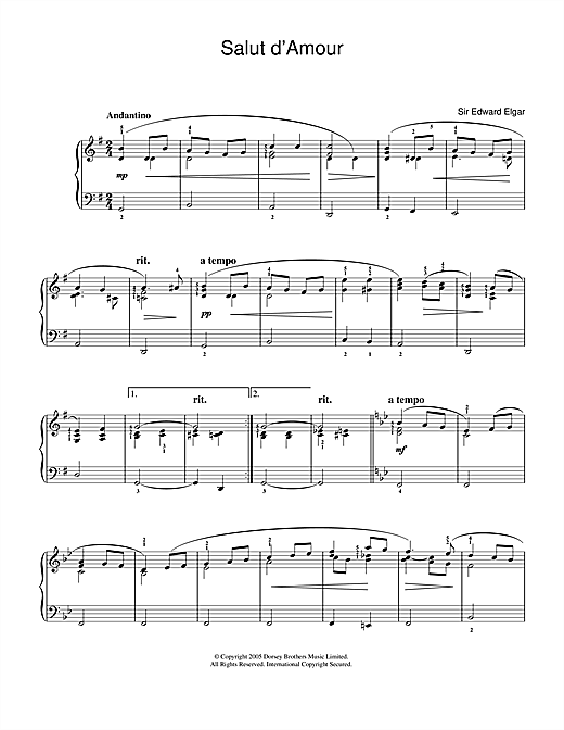 Download Edward Elgar Salut D'Amour sheet music and printable PDF score & Classical music notes