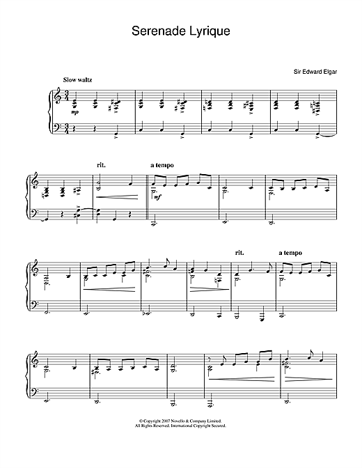 Download Edward Elgar Serenade Lyrique sheet music and printable PDF score & Classical music notes