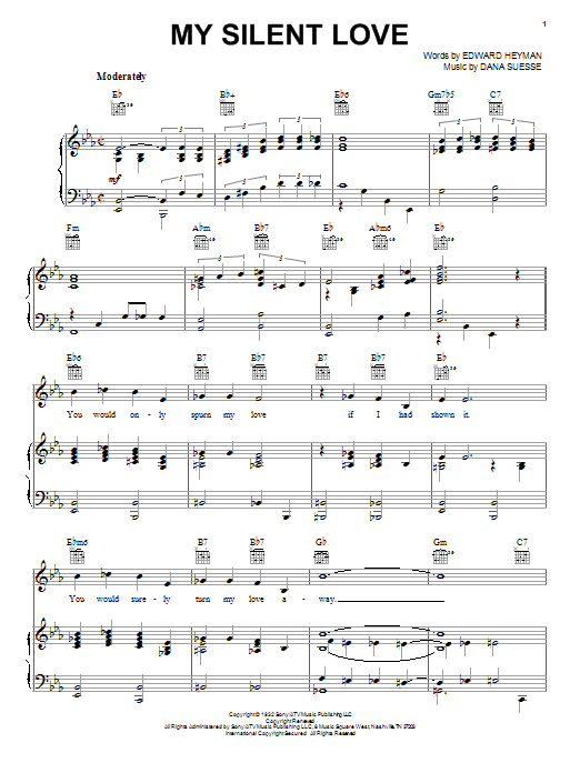 Preview Edward Heyman My Silent Love Folk sheet music, notes and chords for Easy Guitar Tab, SKU: 82081 Download Edward Heyman My Silent Love sheet music and printable PDF score & Folk music notes