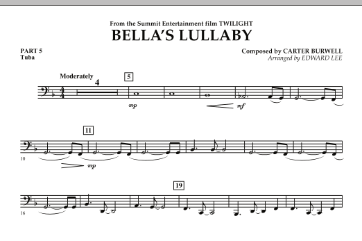 Edward Lee Bella S Lullaby From Twilight Pt 5 Tuba Sheet Music Download Printable Film Tv Pdf Concert Band Flex Band Score Sku 272117