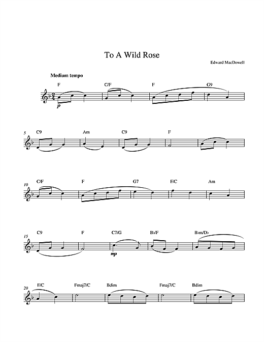 Preview Edward MacDowell To A Wild Rose Classical sheet music, notes and chords for Accordion, SKU: 79136 Download Edward MacDowell To A Wild Rose sheet music and printable PDF score & Classical music notes