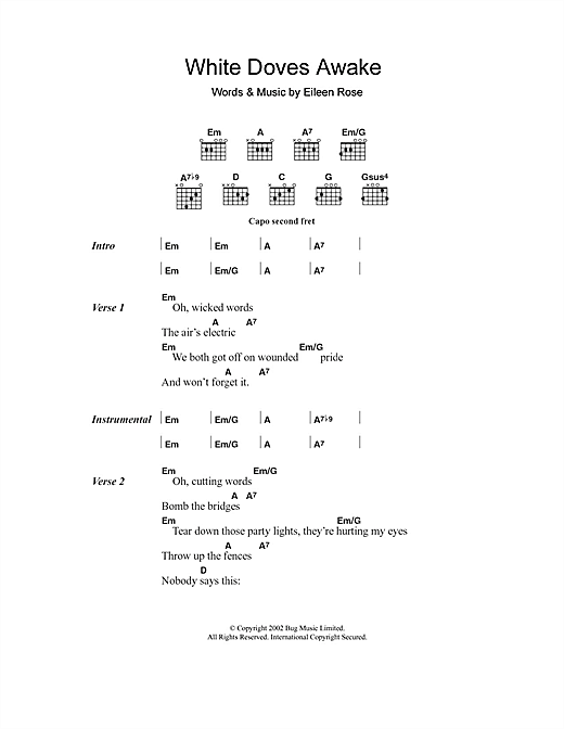 Download Eileen Rose White Doves Awake sheet music and printable PDF score & Country music notes