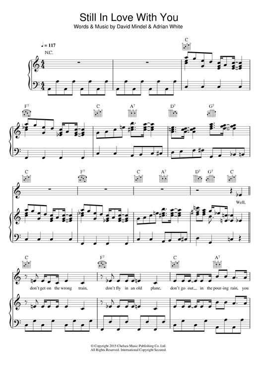 Preview Electro Velvet Still In Love With You Ragtime sheet music, notes and chords for Piano, Vocal & Guitar (Right-Hand Melody), SKU: 121293 sheet music, piano notes, chords, guitar tabs, score, transpose, transcribe, how to play, guide, download, learn, tutorial, progression, song, artist, awards, billboard, mtv, vh1, tour, single, album, release