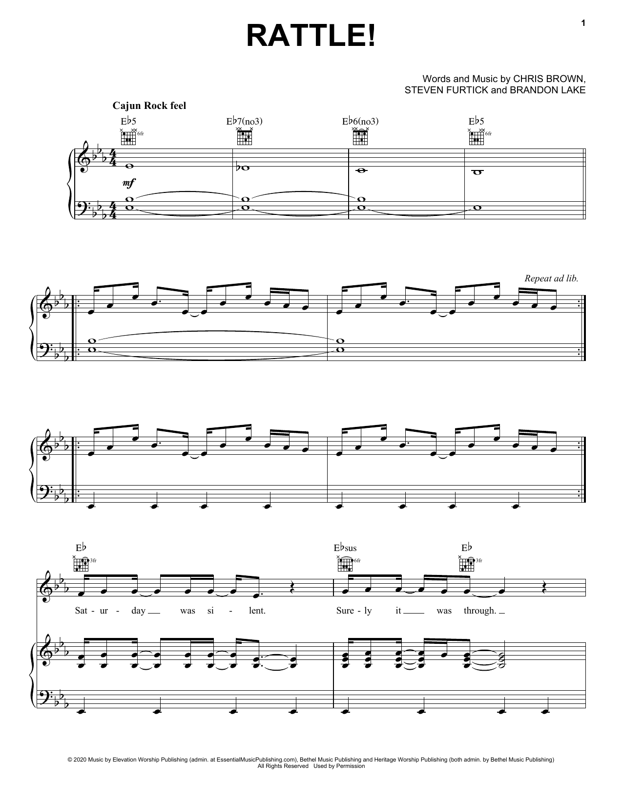 Download Elevation Worship RATTLE! sheet music and printable PDF score & Praise & Worship music notes