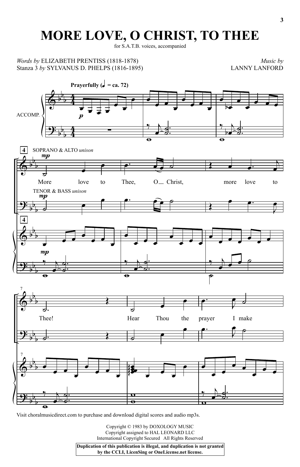 Elizabeth Prentiss, Sylvanus D. Phelps and Lanny Lanford More Love, O Christ, To Thee Sheet Music & Chords for SATB Choir - Download or Print PDF