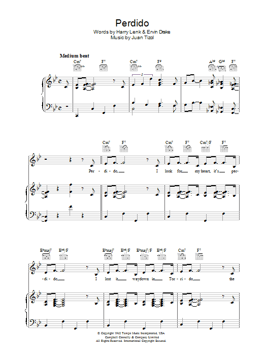 Download Ella Fitzgerald Perdido sheet music and printable PDF score & Jazz music notes