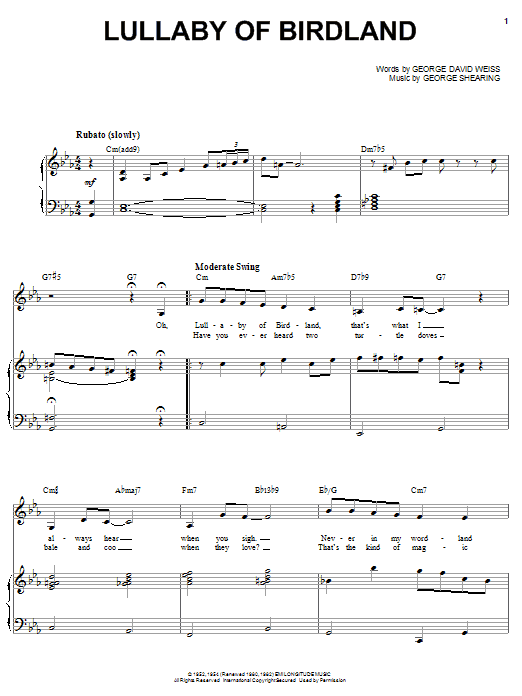 Preview Ella Fitzgerald Lullaby Of Birdland Jazz sheet music, notes and chords for Alto Saxophone, SKU: 114519 sheet music, piano notes, chords, guitar tabs, score, transpose, transcribe, how to play, guide, download, learn, tutorial, progression, song, artist, awards, billboard, mtv, vh1, tour, single, album, release