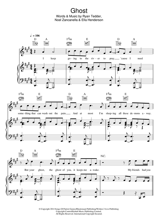 Preview Ella Henderson Ghost Pop sheet music, notes and chords for Lyrics & Chords, SKU: 120857 sheet music, piano notes, chords, guitar tabs, score, transpose, transcribe, how to play, guide, download, learn, tutorial, progression, song, artist, awards, billboard, mtv, vh1, tour, single, album, release
