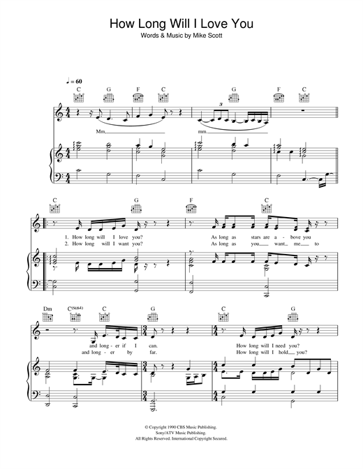 Preview Ellie Goulding How Long Will I Love You Pop sheet music, notes and chords for Lyrics & Chords, SKU: 120856 sheet music, piano notes, chords, guitar tabs, score, transpose, transcribe, how to play, guide, download, learn, tutorial, progression, song, artist, awards, billboard, mtv, vh1, tour, single, album, release