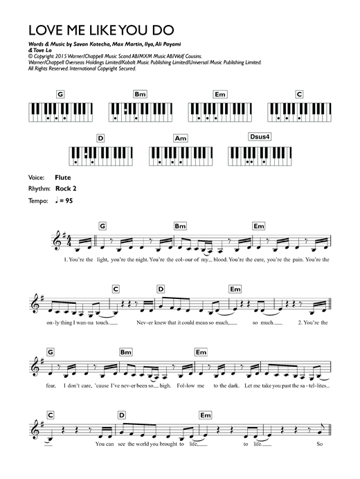 Preview Ellie Goulding Love Me Like You Do Pop sheet music, notes and chords for Piano, SKU: 161083 sheet music, piano notes, chords, guitar tabs, score, transpose, transcribe, how to play, guide, download, learn, tutorial, progression, song, artist, awards, billboard, mtv, vh1, tour, single, album, release