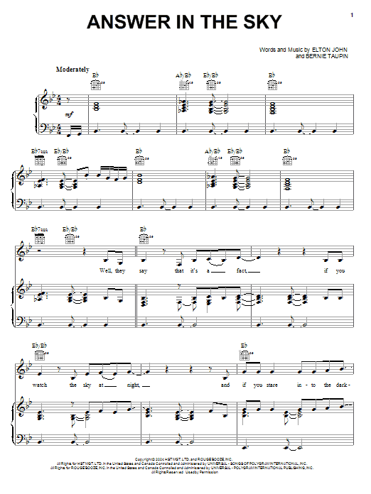Preview Elton John Answer In The Sky Rock sheet music, notes and chords for Lyrics & Chords, SKU: 78996 sheet music, piano notes, chords, guitar tabs, score, transpose, transcribe, how to play, guide, download, learn, tutorial, progression, song, artist, awards, billboard, mtv, vh1, tour, single, album, release