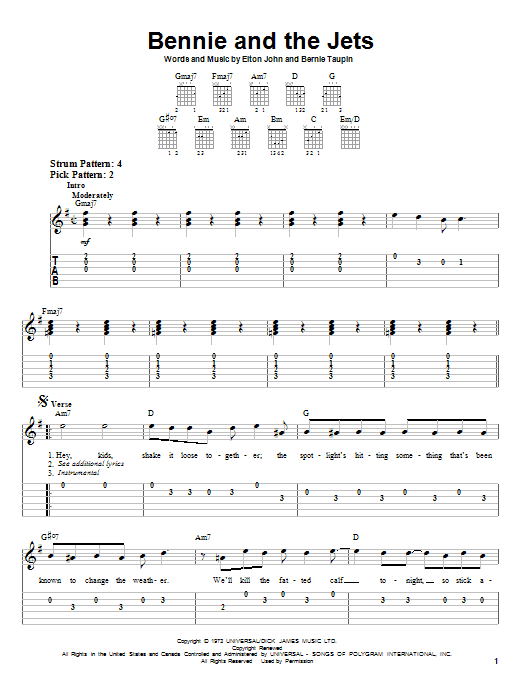 Bennie And The Jets Sheet Music Notes Elton John Chords Download Pop Notes Piano Vocal Guitar Pdf Printable 32758