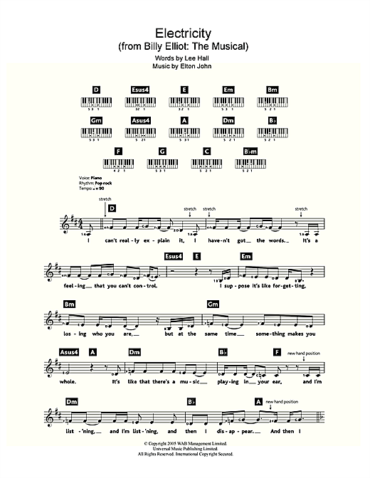 Elton John Electricity From Billy Elliot The Musical Sheet Music Download Printable Children Pdf Clarinet Solo Score Sku 48336