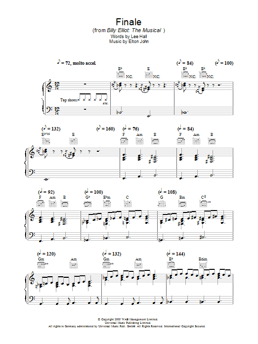 Download Elton John Finale sheet music and printable PDF score & Rock music notes