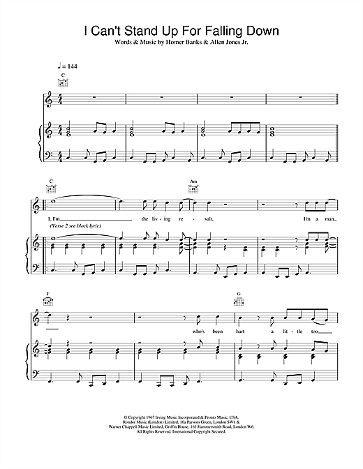 Preview Elvis Costello I Can't Stand Up For Falling Down Rock sheet music, notes and chords for Piano, Vocal & Guitar (Right-Hand Melody), SKU: 13672 sheet music, piano notes, chords, guitar tabs, score, transpose, transcribe, how to play, guide, download, learn, tutorial, progression, song, artist, awards, billboard, mtv, vh1, tour, single, album, release