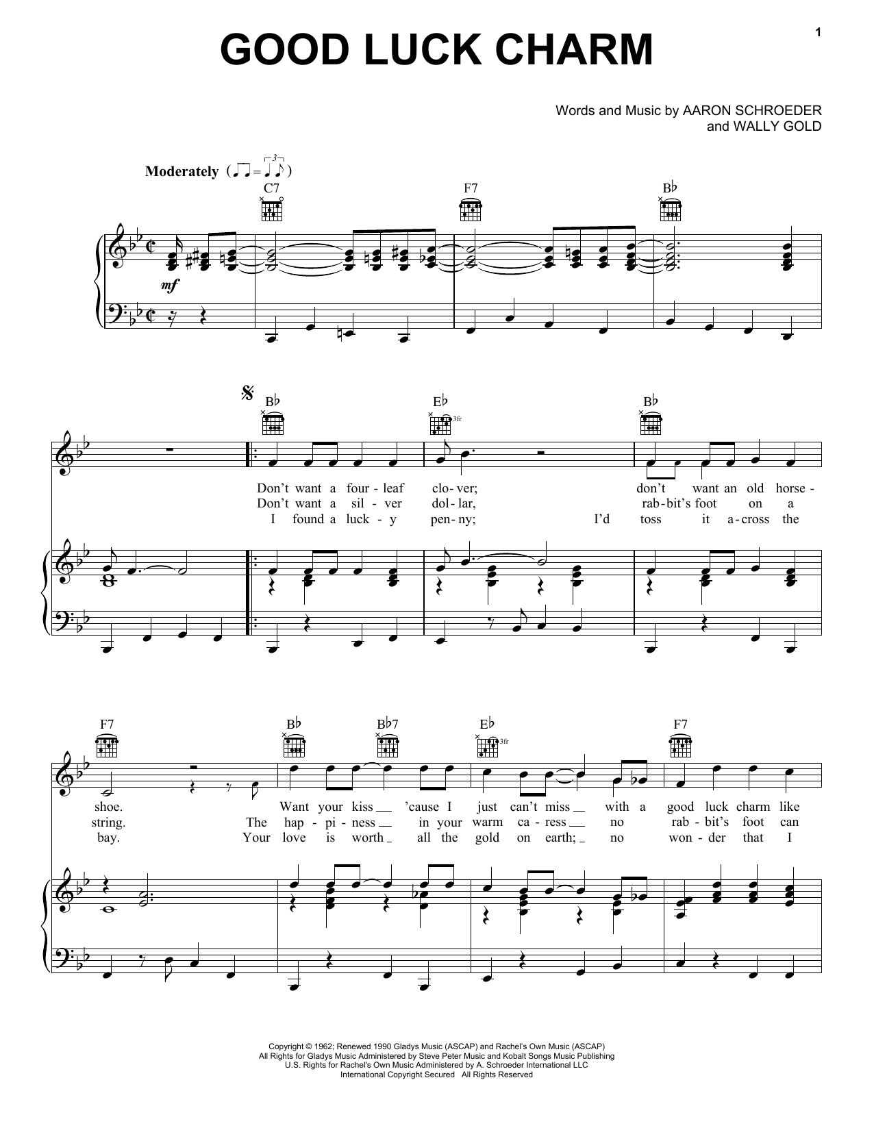 Preview Elvis Presley Good Luck Charm Rock sheet music, notes and chords for Lyrics & Chords, SKU: 79687 Download Elvis Presley Good Luck Charm sheet music and printable PDF score & Rock music notes