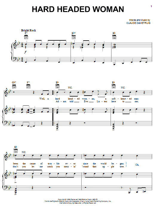 Preview Elvis Presley Hard Headed Woman Pop sheet music, notes and chords for Easy Piano, SKU: 69961 Download Elvis Presley Hard Headed Woman sheet music and printable PDF score & Pop music notes