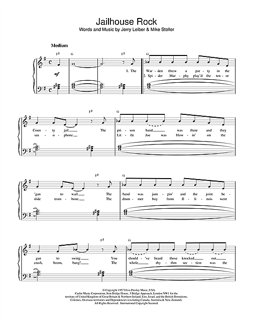 Preview Elvis Presley Jailhouse Rock Pop sheet music, notes and chords for Piano & Vocal, SKU: 255064 sheet music, piano notes, chords, guitar tabs, score, transpose, transcribe, how to play, guide, download, learn, tutorial, progression, song, artist, awards, billboard, mtv, vh1, tour, single, album, release