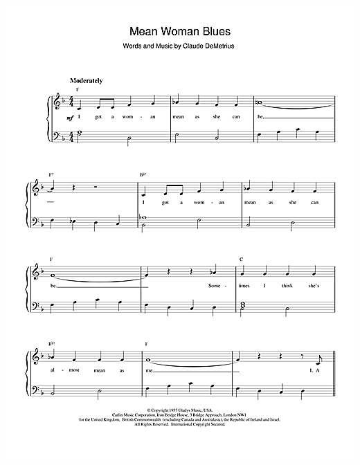 Preview Elvis Presley Mean Woman Blues Rock sheet music, notes and chords for Lyrics & Chords, SKU: 79703 Download Elvis Presley Mean Woman Blues sheet music and printable PDF score & Rock music notes