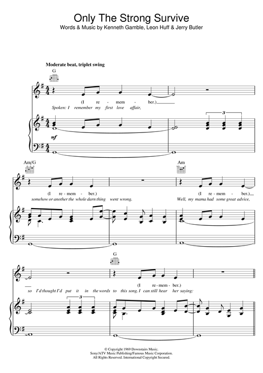 Preview Elvis Presley Only The Strong Survive Rock N Roll sheet music, notes and chords for Piano, Vocal & Guitar (Right-Hand Melody), SKU: 121212 sheet music, piano notes, chords, guitar tabs, score, transpose, transcribe, how to play, guide, download, learn, tutorial, progression, song, artist, awards, billboard, mtv, vh1, tour, single, album, release