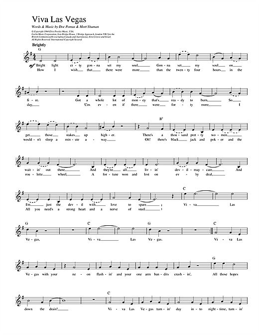 Preview Elvis Presley Viva Las Vegas Rock sheet music, notes and chords for Piano, Vocal & Guitar (Right-Hand Melody), SKU: 91932 sheet music, piano notes, chords, guitar tabs, score, transpose, transcribe, how to play, guide, download, learn, tutorial, progression, song, artist, awards, billboard, mtv, vh1, tour, single, album, release