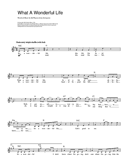 Download Elvis Presley What A Wonderful Life sheet music and printable PDF score & Rock N Roll music notes