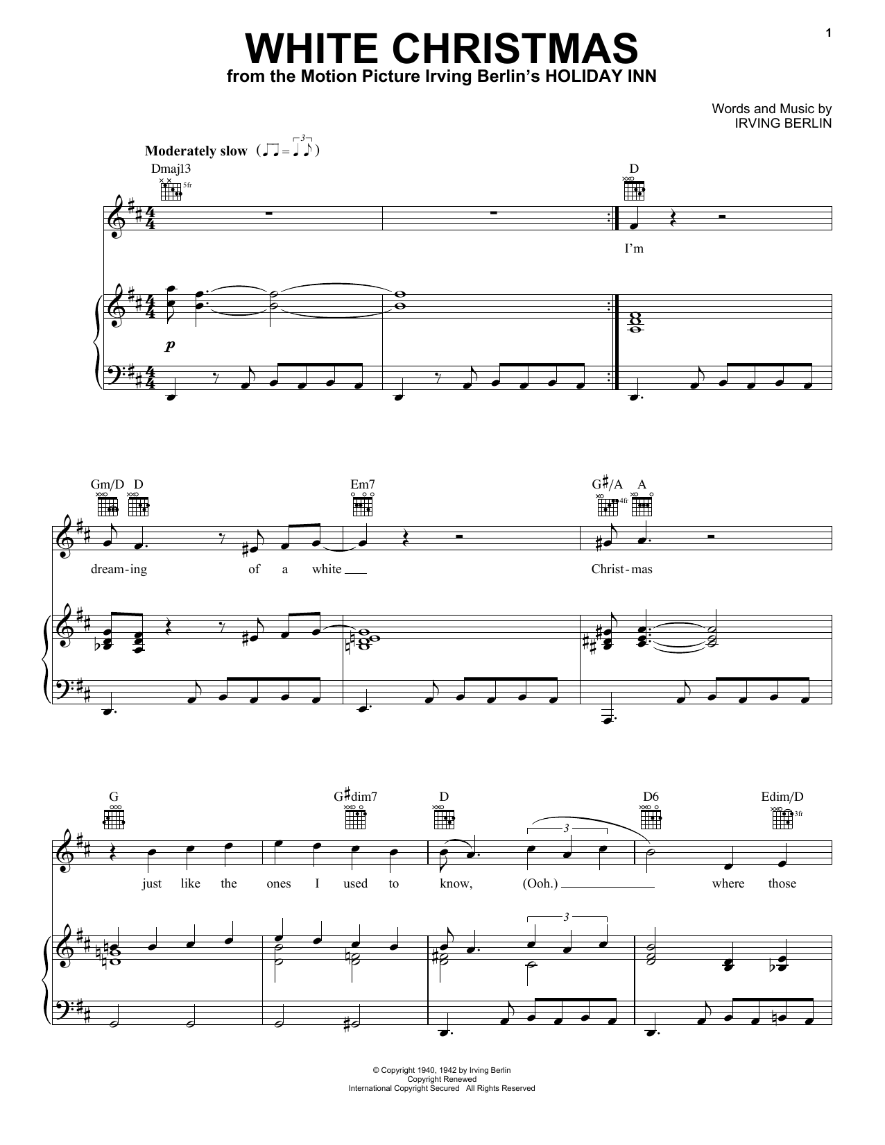 Download Elvis Presley White Christmas sheet music and printable PDF score & Christmas music notes