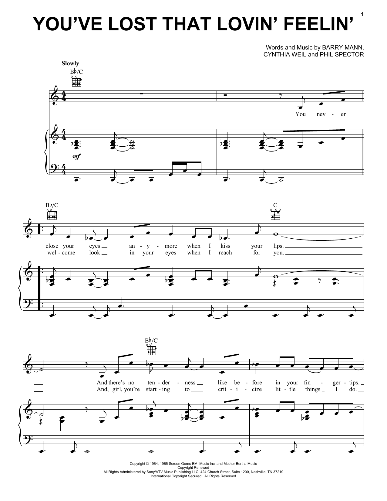 Preview Elvis Presley You've Lost That Lovin' Feelin' Folk sheet music, notes and chords for Piano, Vocal & Guitar (Right-Hand Melody), SKU: 18355 Download Elvis Presley You've Lost That Lovin' Feelin' sheet music and printable PDF score & Folk music notes