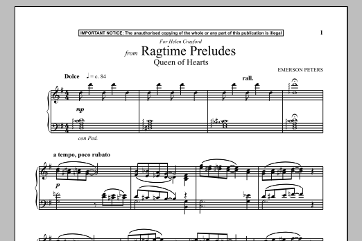 Preview Emerson Peters Queen Of Hearts (from Ragtime Preludes) Rock sheet music, notes and chords for Piano, SKU: 90405 sheet music, piano notes, chords, guitar tabs, score, transpose, transcribe, how to play, guide, download, learn, tutorial, progression, song, artist, awards, billboard, mtv, vh1, tour, single, album, release