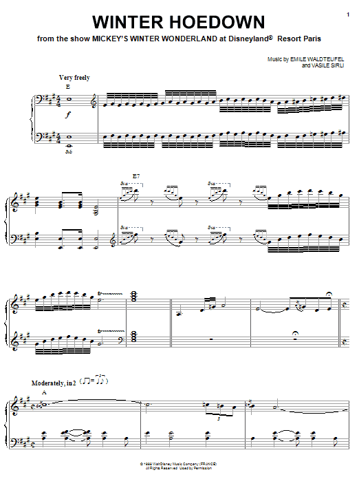 Preview Emile Waldteufel Winter Hoedown Film and TV sheet music, notes and chords for Piano, Vocal & Guitar (Right-Hand Melody), SKU: 24838 Download Emile Waldteufel Winter Hoedown sheet music and printable PDF score & Film and TV music notes