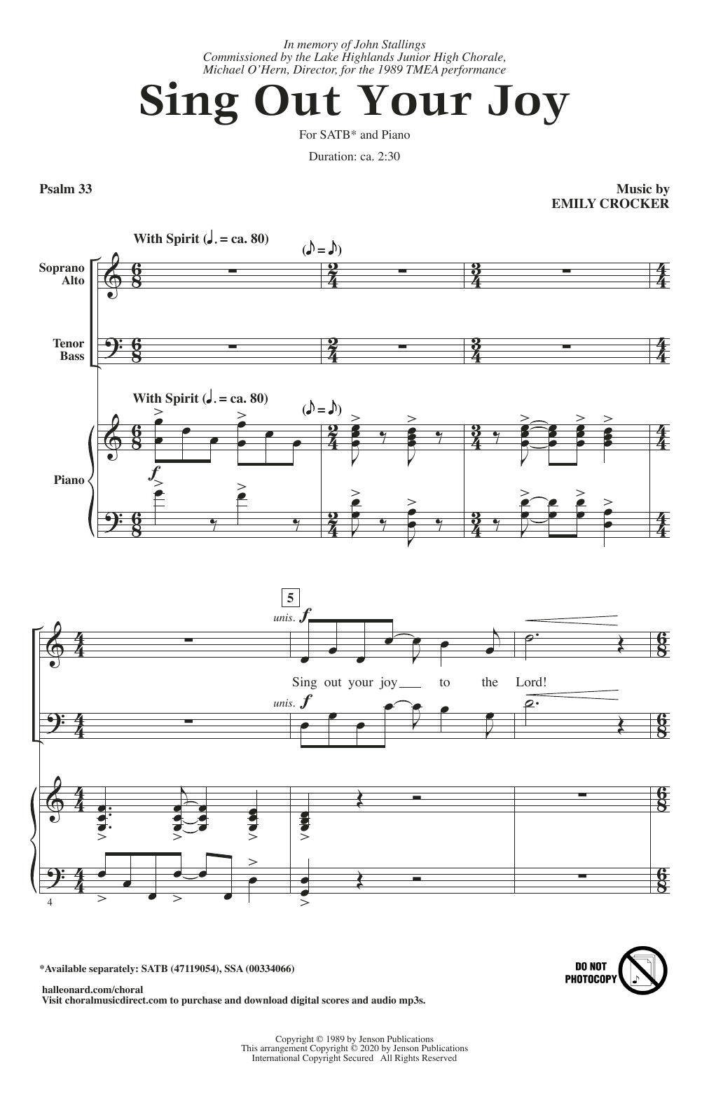 Emily Crocker Sing Out Your Joy Sheet Music Download Printable Concert Pdf Score How To Play On Ssa Choir Sku Emily Crocker Sing Out Your Joy Sheet Music Download Printable Concert Pdf Score How To Play On Ssa Choir Sku