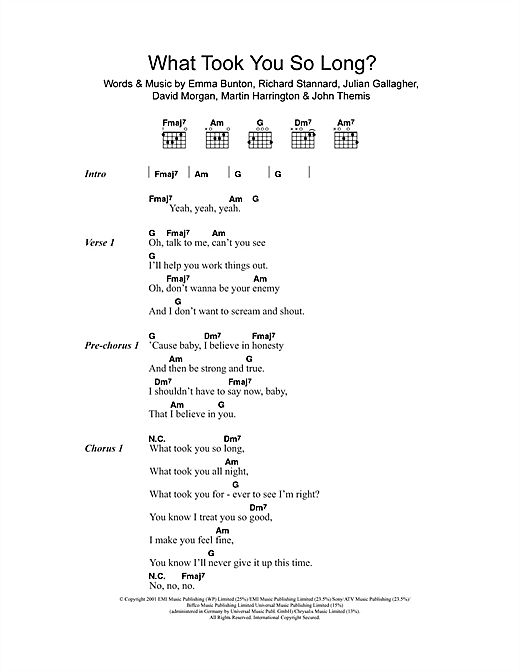 Download Emma Bunton What Took You So Long? sheet music and printable PDF score & Pop music notes