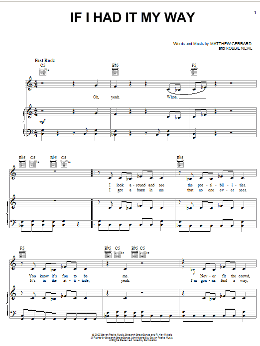 Preview Emma Roberts If I Had It My Way Pop sheet music, notes and chords for Piano, Vocal & Guitar (Right-Hand Melody), SKU: 51681 sheet music, piano notes, chords, guitar tabs, score, transpose, transcribe, how to play, guide, download, learn, tutorial, progression, song, artist, awards, billboard, mtv, vh1, tour, single, album, release