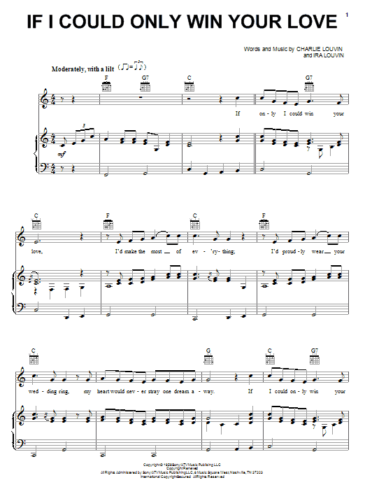 Preview Emmylou Harris If I Could Only Win Your Love Pop sheet music, notes and chords for Piano, Vocal & Guitar (Right-Hand Melody), SKU: 70197 Download Emmylou Harris If I Could Only Win Your Love sheet music and printable PDF score & Pop music notes