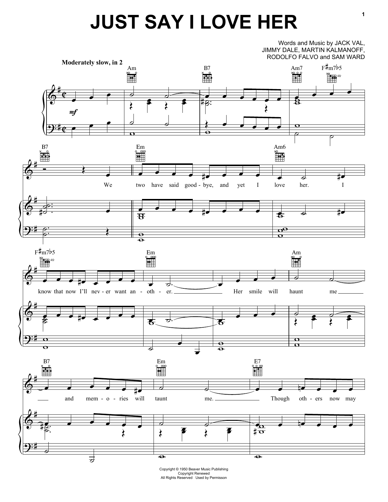 Just Say I Love Her Sheet Music Notes Engelbert Humperdinck Chords Download Pop Notes Piano Vocal Guitar Right Hand Melody Pdf Printable 195431