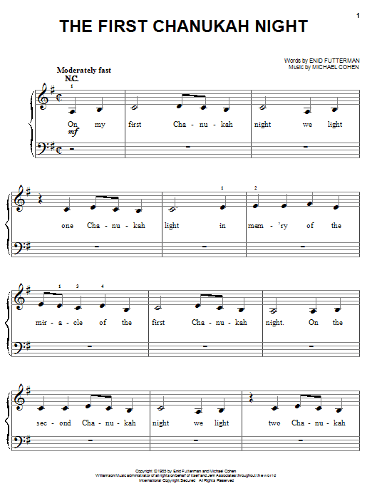 Preview Enid Futterman The First Chanukah Night Christmas sheet music, notes and chords for Easy Guitar, SKU: 24872 Download Enid Futterman The First Chanukah Night sheet music and printable PDF score & Christmas music notes