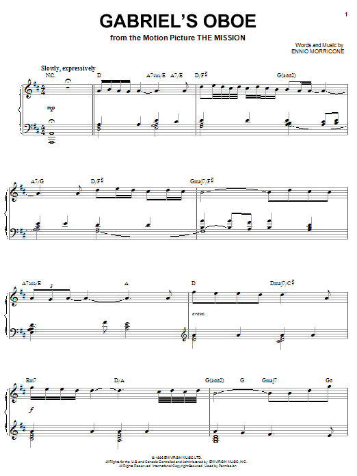 Preview Ennio Morricone Gabriel's Oboe (from The Mission) Film and TV sheet music, notes and chords for Piano, SKU: 51930 sheet music, piano notes, chords, guitar tabs, score, transpose, transcribe, how to play, guide, download, learn, tutorial, progression, song, artist, awards, billboard, mtv, vh1, tour, single, album, release