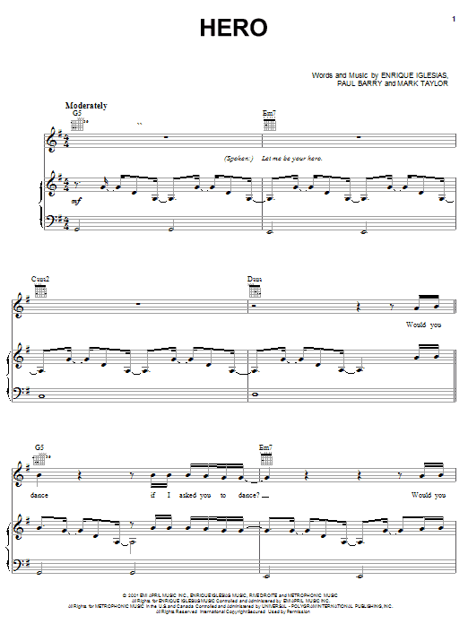 Preview Enrique Iglesias Hero World sheet music, notes and chords for Easy Guitar, SKU: 21662 sheet music, piano notes, chords, guitar tabs, score, transpose, transcribe, how to play, guide, download, learn, tutorial, progression, song, artist, awards, billboard, mtv, vh1, tour, single, album, release