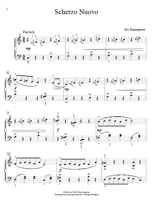 Preview Eric Baumgartner Scherzo Nuovo Classical sheet music, notes and chords for Educational Piano, SKU: 70027 Download Eric Baumgartner Scherzo Nuovo sheet music and printable PDF score & Classical music notes
