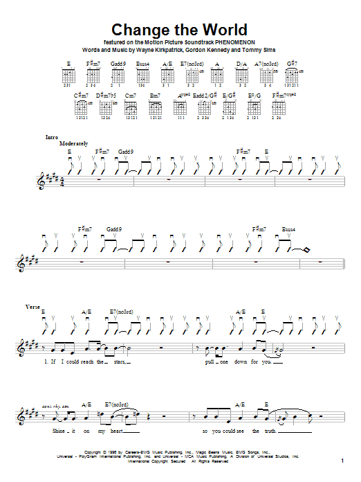 Download Eric Clapton Change The World sheet music and printable PDF score & Rock music notes