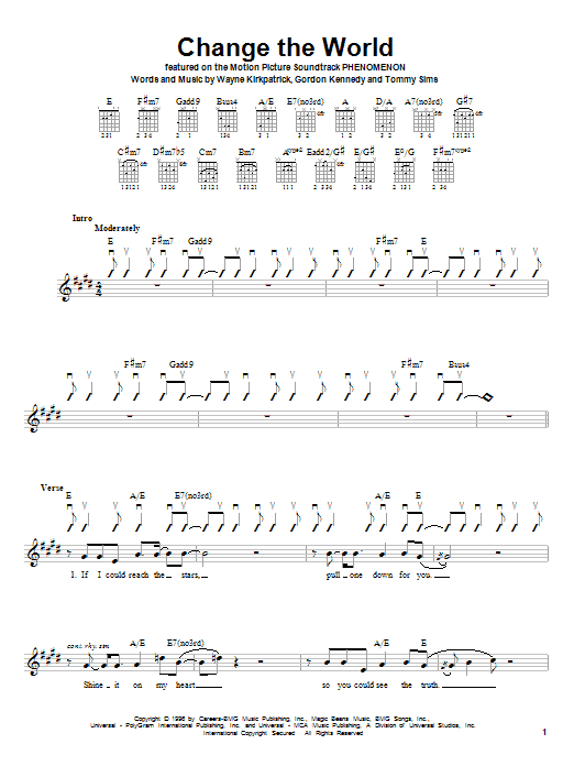 Preview Eric Clapton Change The World Rock sheet music, notes and chords for Lyrics & Chords, SKU: 79482 Download Eric Clapton Change The World sheet music and printable PDF score & Rock music notes