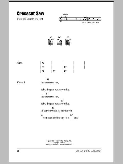 Preview Eric Clapton Crosscut Saw Pop sheet music, notes and chords for Lyrics & Chords, SKU: 79470 Download Eric Clapton Crosscut Saw sheet music and printable PDF score & Pop music notes