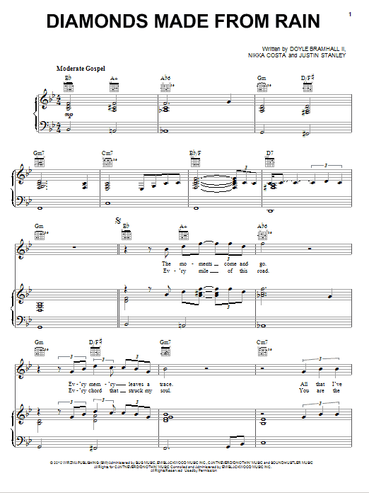 Preview Eric Clapton Diamonds Made From Rain Pop sheet music, notes and chords for Piano, Vocal & Guitar (Right-Hand Melody), SKU: 79718 Download Eric Clapton Diamonds Made From Rain sheet music and printable PDF score & Pop music notes