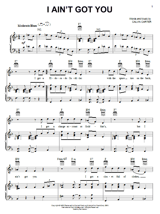 Download Eric Clapton I Ain't Got You sheet music and printable PDF score & Rock music notes