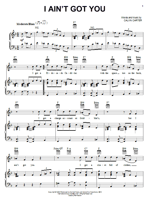 Preview Eric Clapton I Ain't Got You Pop sheet music, notes and chords for Piano, Vocal & Guitar (Right-Hand Melody), SKU: 21420 sheet music, piano notes, chords, guitar tabs, score, transpose, transcribe, how to play, guide, download, learn, tutorial, progression, song, artist, awards, billboard, mtv, vh1, tour, single, album, release
