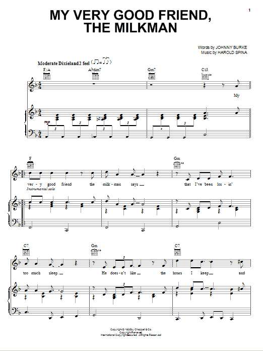Preview Eric Clapton My Very Good Friend, The Milkman Rock sheet music, notes and chords for Piano, Vocal & Guitar (Right-Hand Melody), SKU: 79724 Download Eric Clapton My Very Good Friend, The Milkman sheet music and printable PDF score & Rock music notes