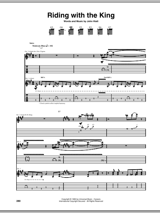 Download Eric Clapton Riding With The King sheet music and printable PDF score & Pop music notes