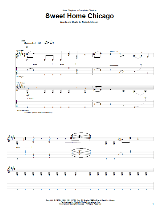 Preview Eric Clapton Sweet Home Chicago Blues sheet music, notes and chords for Lyrics & Chords, SKU: 107921 sheet music, piano notes, chords, guitar tabs, score, transpose, transcribe, how to play, guide, download, learn, tutorial, progression, song, artist, awards, billboard, mtv, vh1, tour, single, album, release